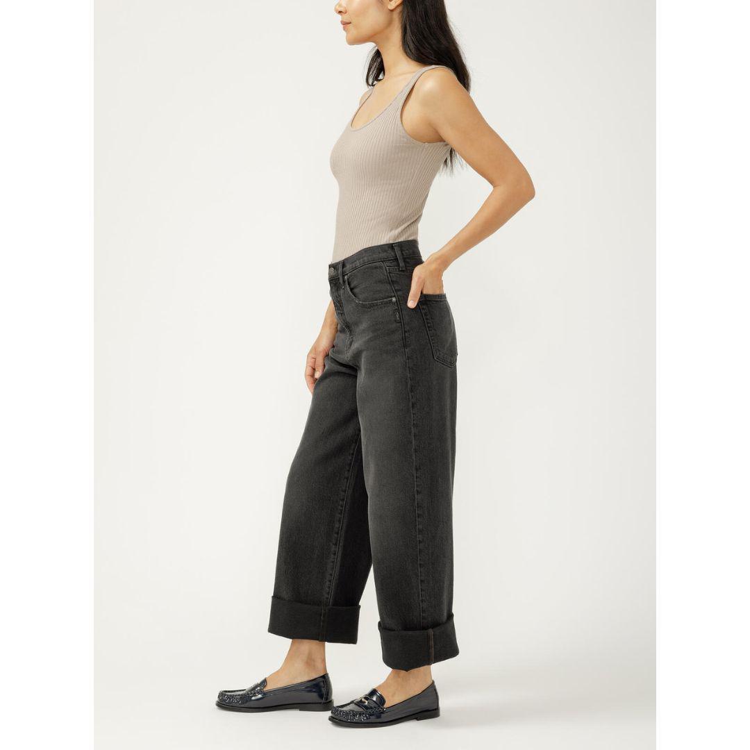 Be Easy High Rise Wide Leg Jeans - Onyx