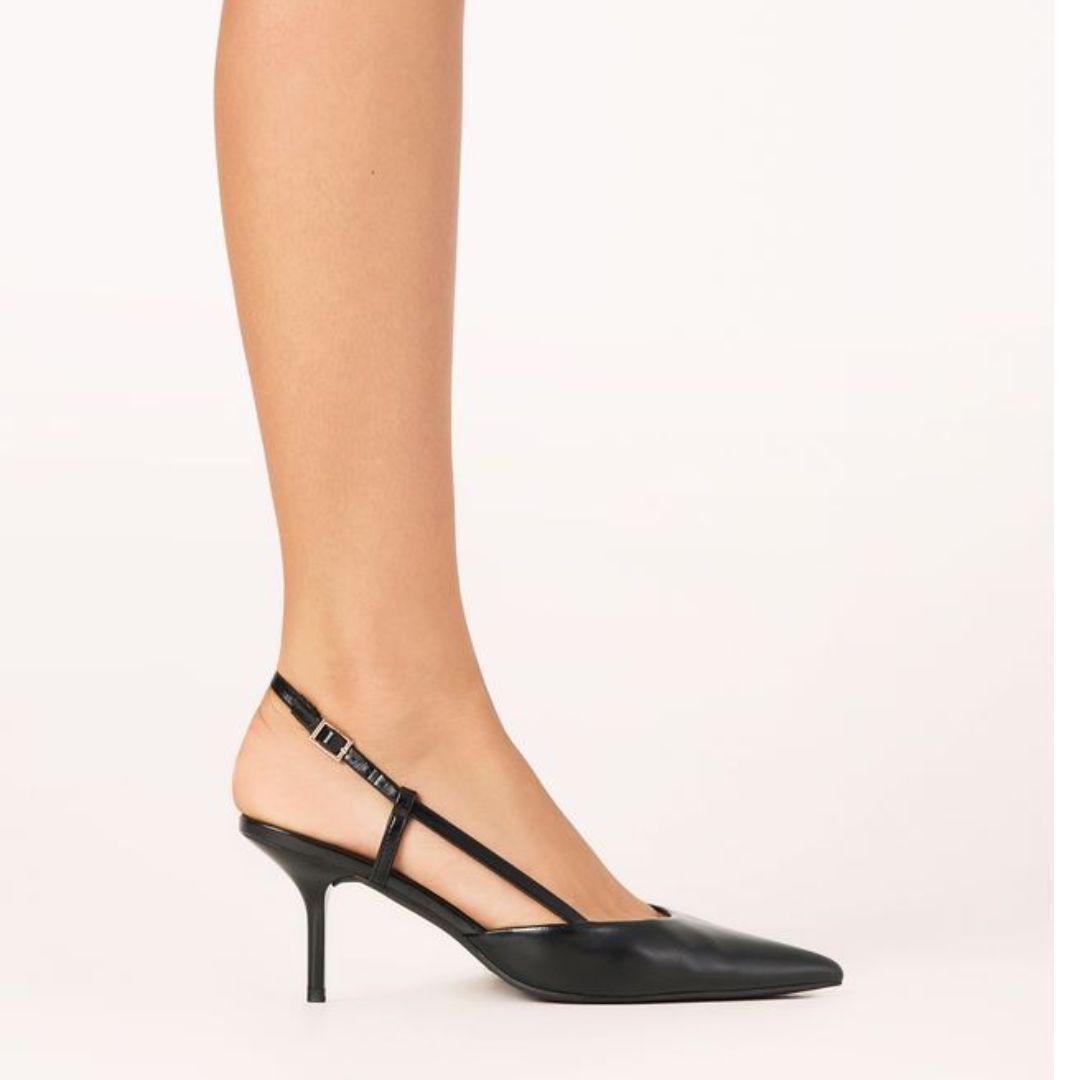 Yasira Slingback Heels | Black Patent