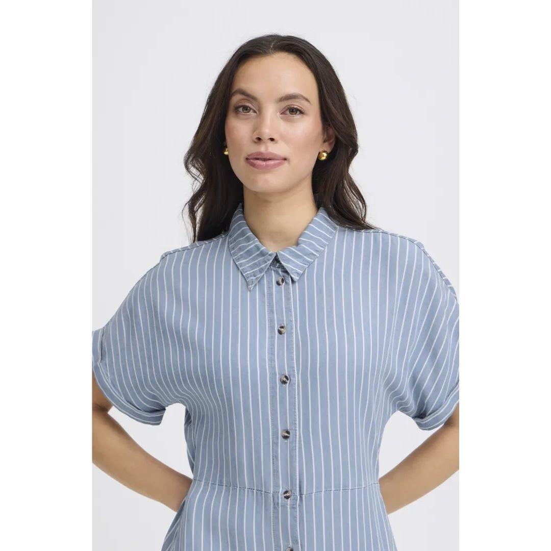 Kosmo Button Dress - 20818780 - Light Blue