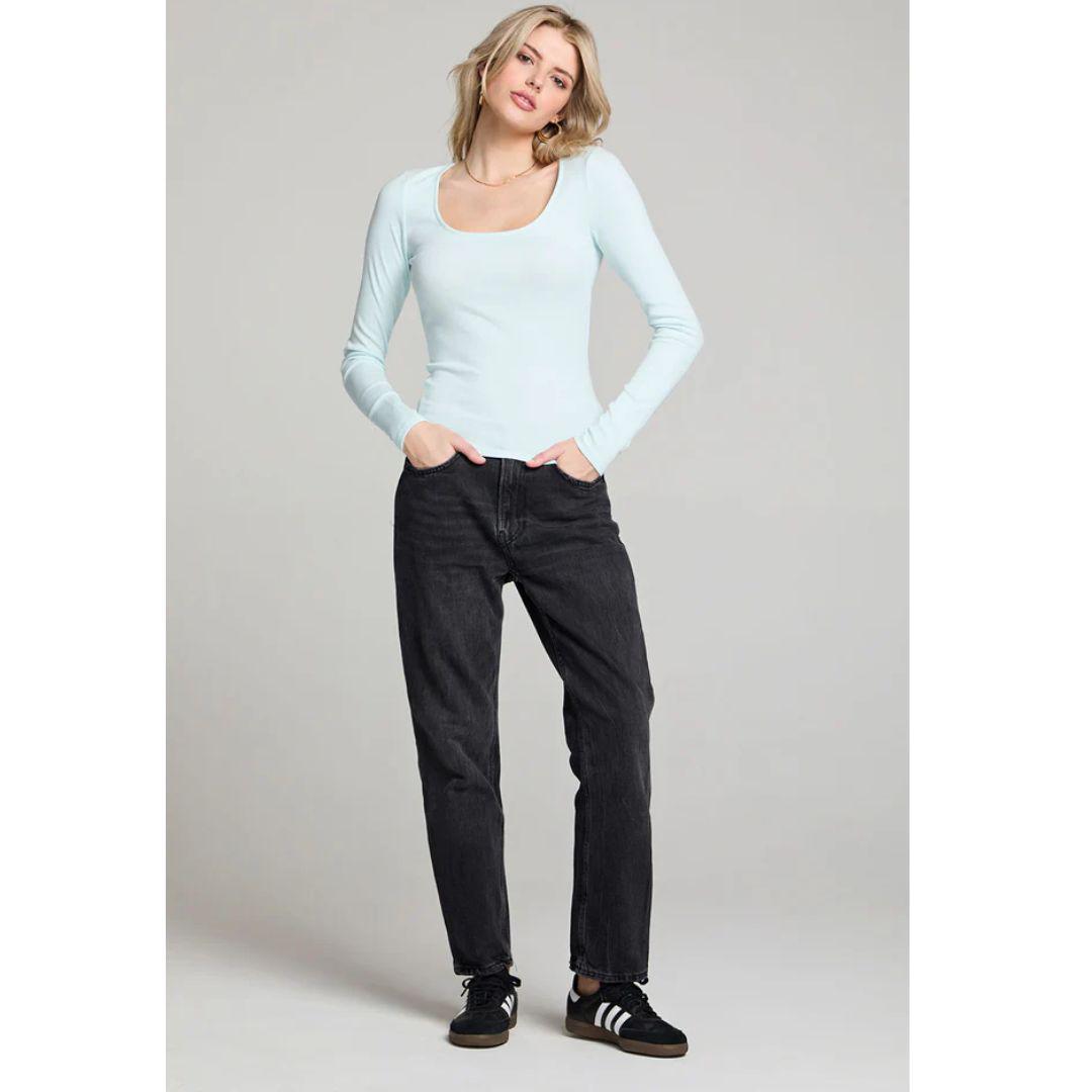 Scoop Neck Long Sleeve Slim Tee- S3502