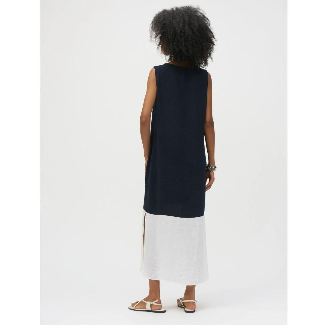 Gauze Color Block Straight Dress - 252030 - Midnight Vanilla