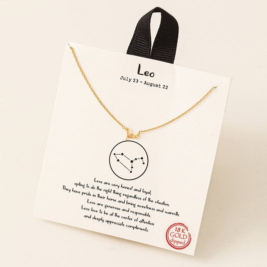 Handwritten Leo Constellation Pendant Necklace - Gold