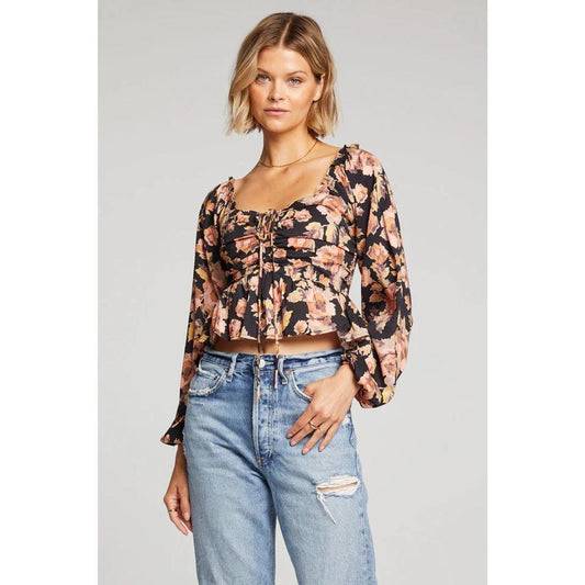 Ariel Top - S3018W585 - Black Multi Floral